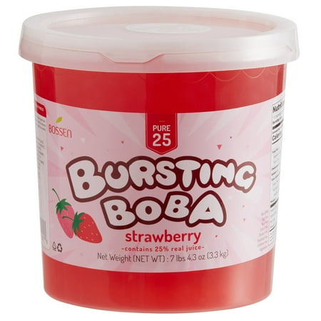 Bossen 7.26 lb.Ea Pure 25% Strawberry Bursting Boba – 4/Case