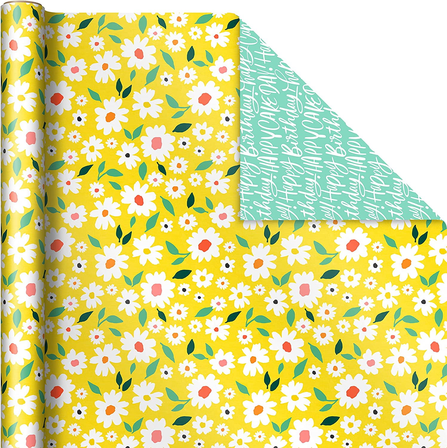 Lot 3 Vintage Hallmark Gibson Floral Gift Wrap Wrapping Paper