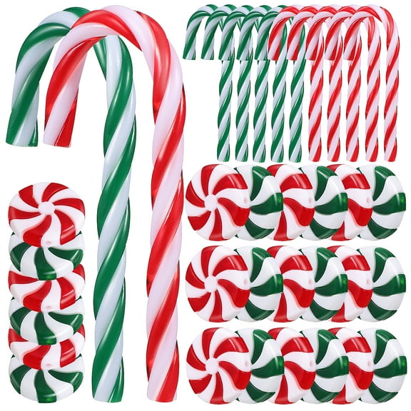 80PCS Christmas Candy Cane Hanging Ornaments Candy Lollipop Christmas Tree Decorations Plastic Twisted Crutch Ornaments