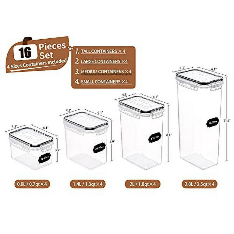 PRAKI Airtight Food Storage Container Set - 16 Pcs, BPA Free