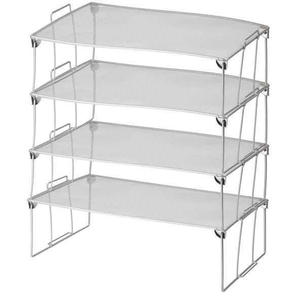YBM Home Stackable Mesh Shelf (Silver) - Multipurpose Storage Rack for Kitchen/Bathroom/Garage/Office &ndash; Durable, Wire Pantry Organizer &ndash;