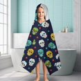 thumbnail image 6 of Navy Colorful Skull Pattern Hooded Bath Towel，60"x35" for Ages 3 To 12 Kids, Quick Dry Lightweight Soft Microfiber Hood Beach Towel Cover Up for Kids, 6 of 7