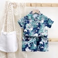 thumbnail image 2 of Karoyedx Outfit Sets for Boys 2 Piece Outfits Hawaiian Button Down Shirt and Shorts Sets Summer Beach Clothes Mint Green Size,7-8 Years, 2 of 7