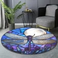 thumbnail image 6 of Round Area Rug, Dragonfly10 Nature Pattern Non-Slip Floor Mat, Soft Washable Carpet for Living Room Bedroom Decor 59 Inch, 6 of 6