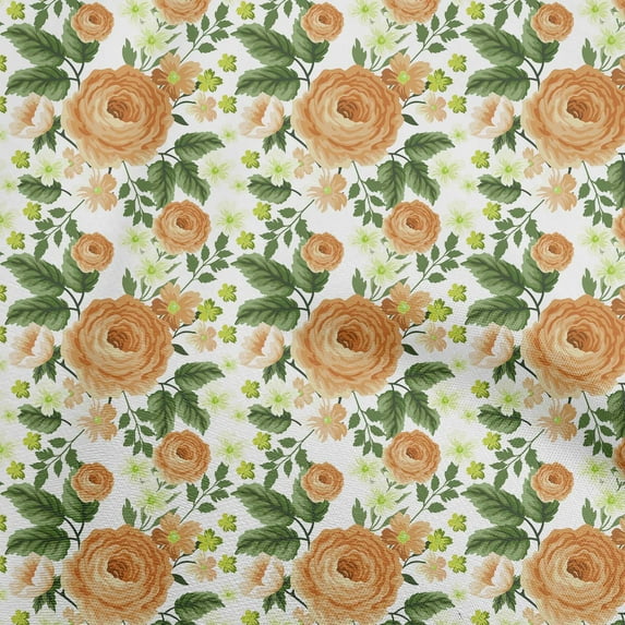 oneOone Rayon Orange Fabric Floral Diy Clothing Quilting Fabric Print Fabric By Yard 56 Inch Wide-50