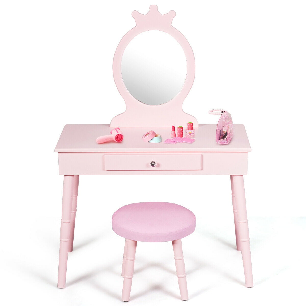 Girls Kids Makeup Table Chair Foxhunter, Toy Vanity Table And Stool