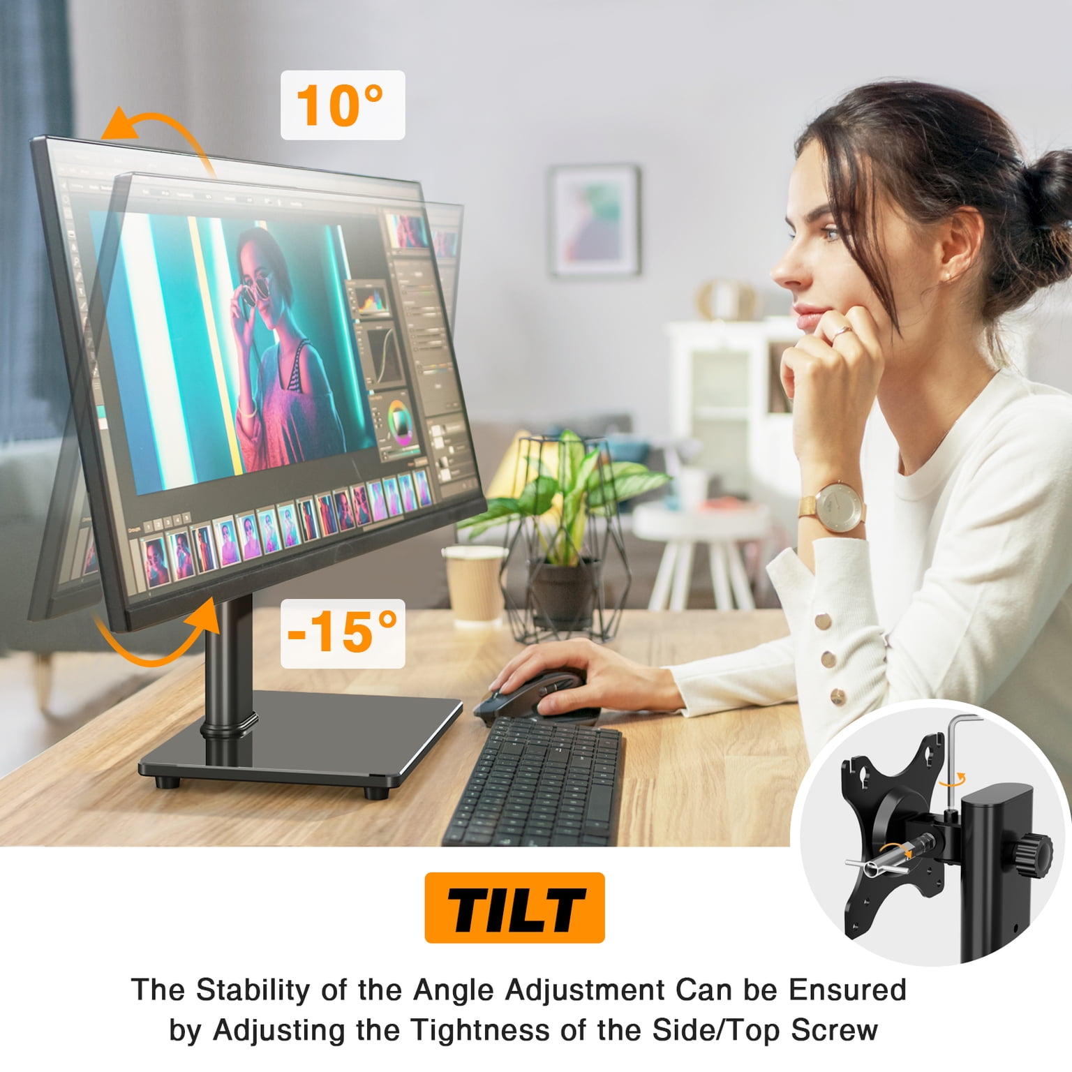 TAVR Furniture 360° Rotatable Table Top TV Stand for 13-32 inch TVs, 44 Lb Capacity, 5 Height Adjustment, Black