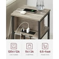 thumbnail image 5 of YEXJ Side Table with Charging Station, 3-Tier End Table with USB Ports and Outlets, Nightstand for Living Room, Bedroom, 11.8 x 13.4 x 22.8 Inches, Plug-in Series,Greige + Black, 5 of 11