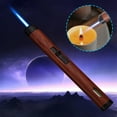 thumbnail image 4 of PATLOLLAV Wood Grain Butane Torch Lighter Single Flame Refillable Gas Lighter, Built-in Punch,BBQ Lighter Fuel Window and Windproof Adjustable Flame Lighter, 4 of 5