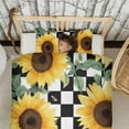 thumbnail image 3 of Sunflowers Bees Checkered Duvet Cover and Pillowcase Set for Single Bedding, Bedroom Accessories for Kids Teens, 3 of 5