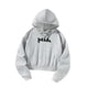 thumbnail image 2 of Sudadera con capucha recortada Sudaderas con capucha deportivas Letras negras Gris Elegante con cordón S, 2 of 8