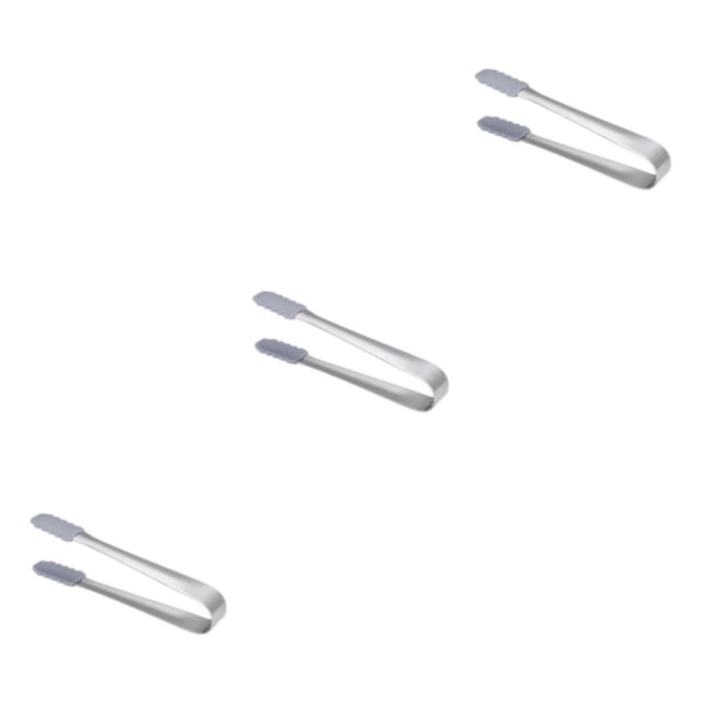 Guardoinrt Stainless Steel Serving Tong Professional-grade Kitchen Tool Food Grade Silicone Head Kitchen Tong silver 3Set
