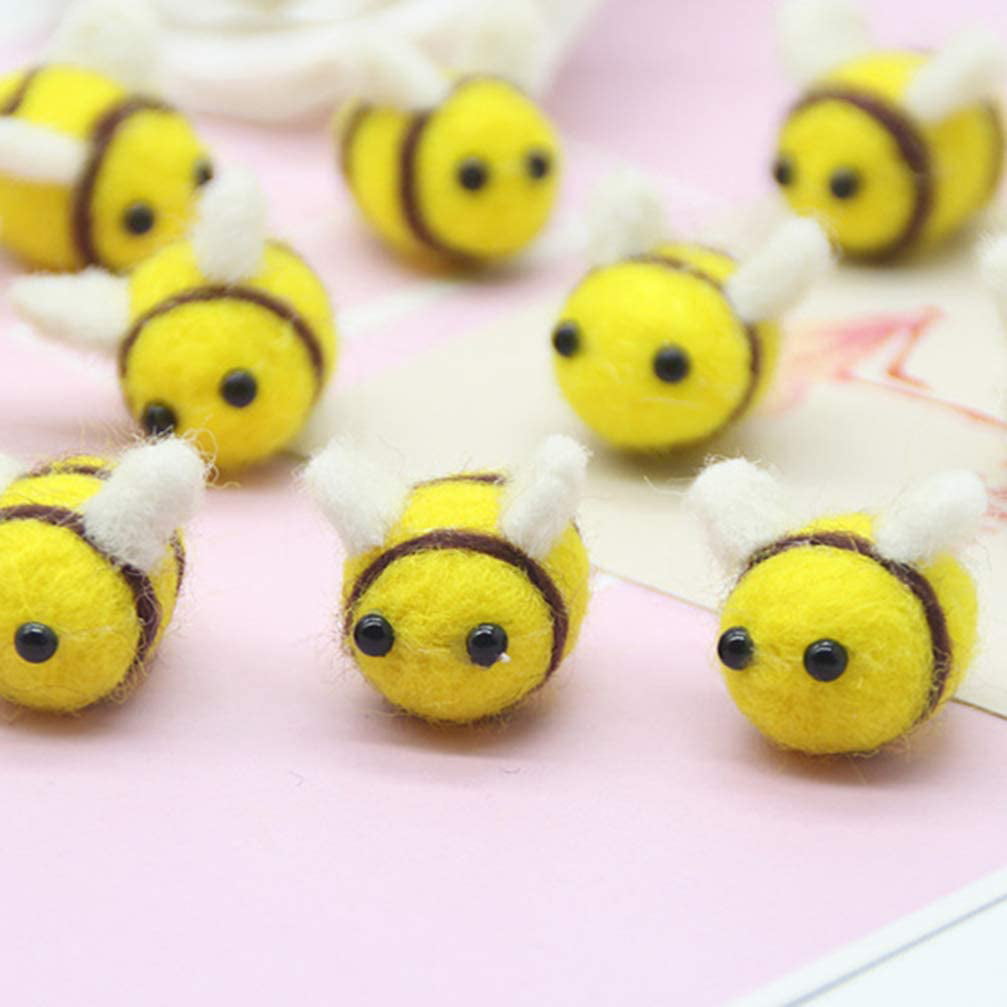 HEALLILY 12PCS Wool Felt Bee Mini Craft Balls Bee Craft Supplies for Baby Shower Nursery Tent Decoration Creative DIY Headwear Bee Clothing Tent Hat Decoration DIY and Handmade Crafts 