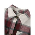 thumbnail image 4 of Seyurigaoka Women Juniors Shacket Casual Plaid Coat, Long Sleeve Lapel Outerwear with Pockets, 4 of 9