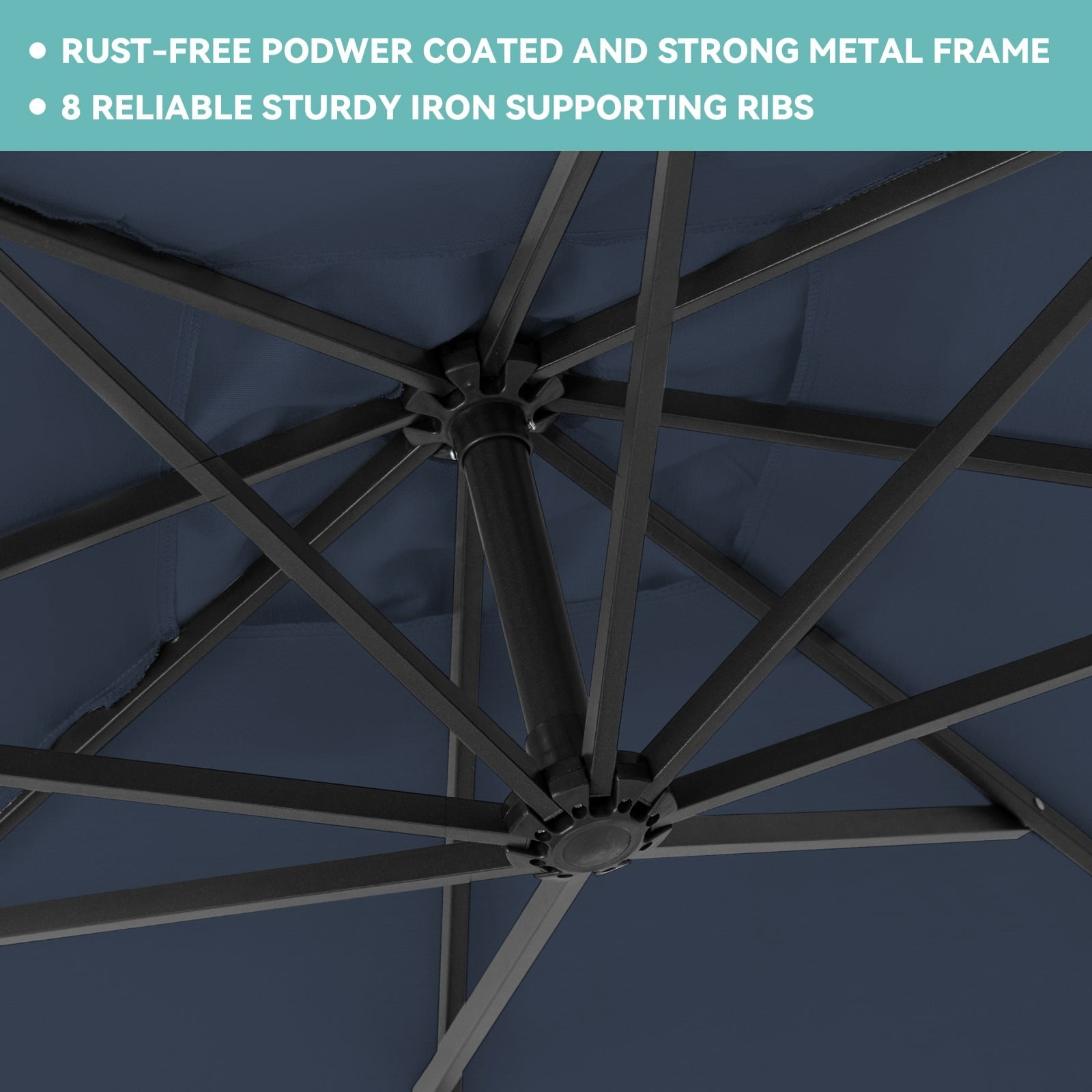 JUSTLET 10ft Heavy Duty Patio Hanging Offset Cantilever Patio Umbrella W/ Base Included, Navy Blue