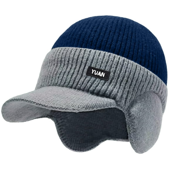 Winter Beanie Hats with Earflap for Men Warm Fleece Line Knitted Outdoor Caps