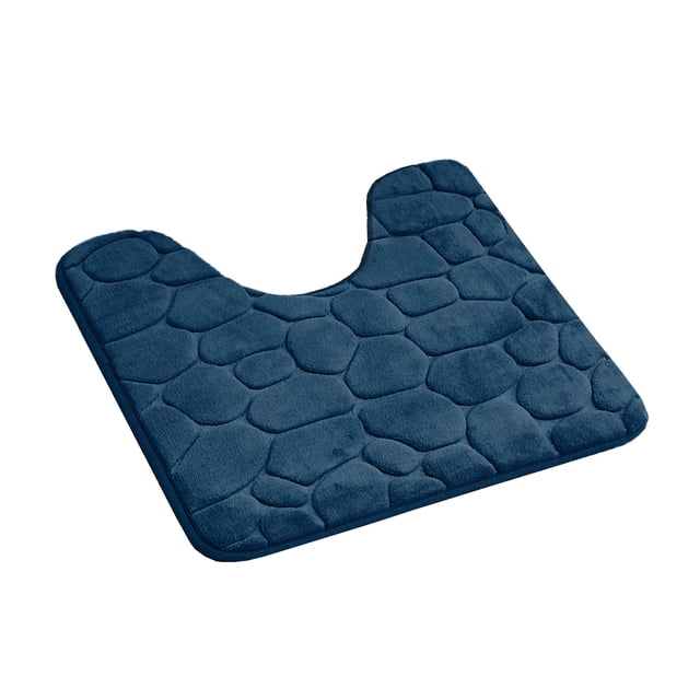 Contour Bath Rug Memory Foam Mat 3D Pebble 20”L x 20”W Navy Blue