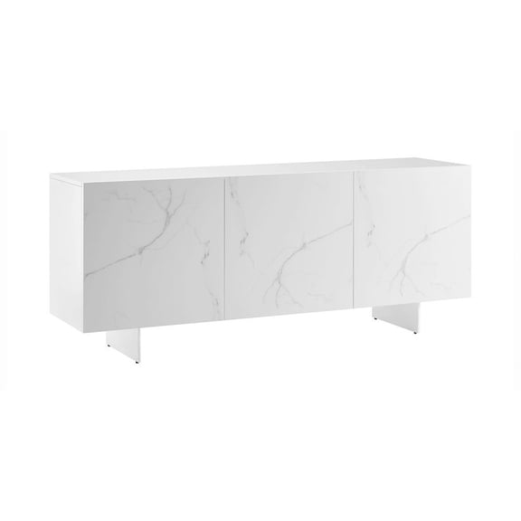 Casabianca Home Hugo Buffet In White Marbled Porcelain With Storage