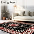 thumbnail image 2 of ODIKA 3'x5' Machine Washable Non-Slip Area Rug, Vintage Classic Highlighted by Ornate Botanical Embellishments High Traffic Rug, Black, 665724, 2 of 7