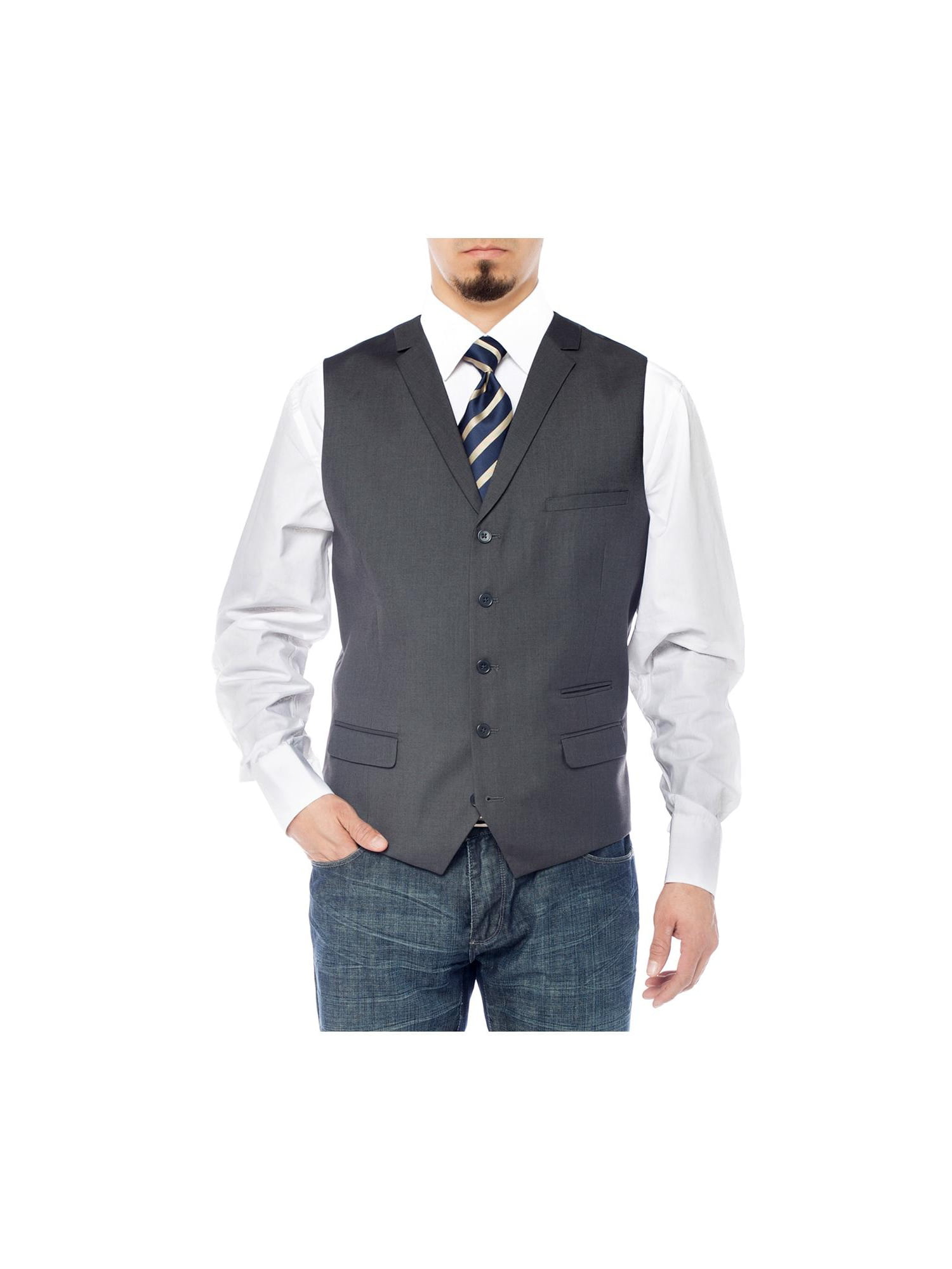 teknisk Hub Bug Salvatore Exte Men's Notch Lapel Casual Vest Modern Fit Dress Suit Waistcoat  Charcoal - Walmart.com