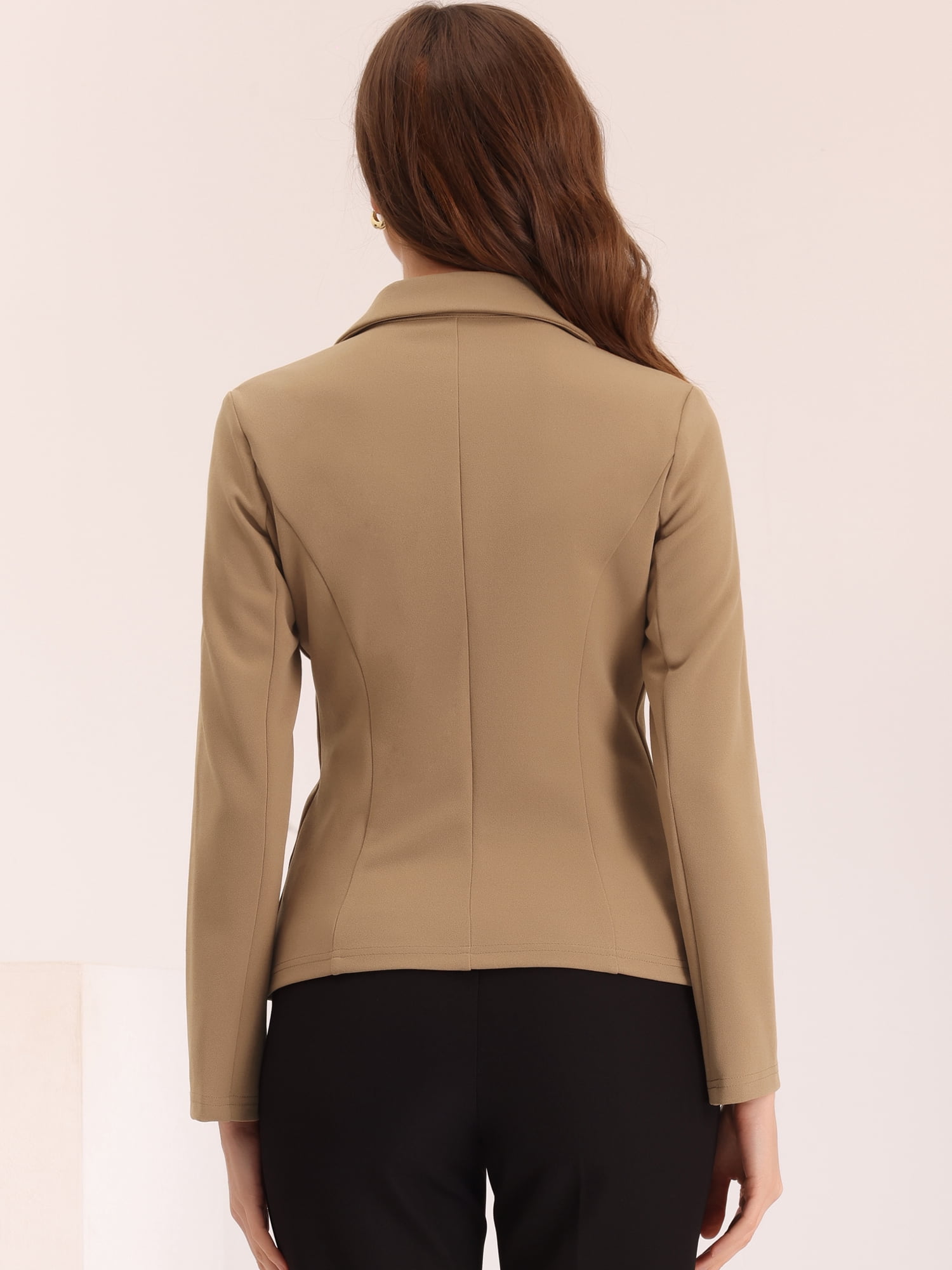 DARING DIVA Women's Office Work Lapel Collar Stretch Blazer M Deep Khaki