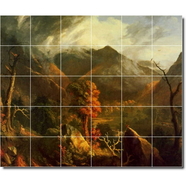 Ceramic Tile Mural Thomas Cole Landscapes Painting 496 36 W X 30 H Using 30 6 X 6 Ceramic Tiles Walmart Com