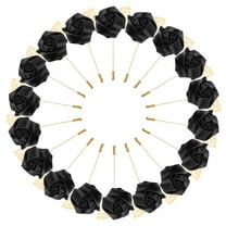 Uxcell 18-Pack Flower Lapel Pins for Men, Golden Leaf Rose Boutonnieres Pin for Wedding/Dance/Party, Flower Corsage Hat Pins [Black]