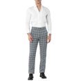 thumbnail image 2 of INSPIRE CHIC Men's Plaid Slim Fit Flat Front Check Office Dress Pants Gray 32, 2 of 6