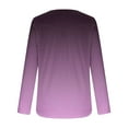 thumbnail image 5 of SnZhen Long Sleeve Tops for Women Fashion Round Neck Button Gradient Color Loose Pleated Pullover T-shirts, 5 of 5