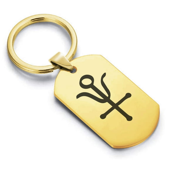 Stainless Steel Antimony Alchemy Symbol Dog Tag Keychain Circle Ring