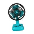 thumbnail image 3 of Ventilador de escritorio pequeño, diseño vintage, compacto, recargable, eléctrico, portátil, refrigeración por aire. azul, 3 of 9