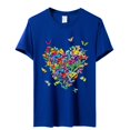 thumbnail image 4 of Blue Women's Short Sleeve T-shirt, Women'S Love Butterfly Printed Shirt Short Sleeve Round Neck T Shirt Fashion Top Lightweight Soft Casual Summer Clothing Clothes,Women's Short sleeve T-shirt S, 4 of 4