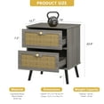 Spaco Rattan Night stand with Drawers, Bedroom Nightstand Bedside Table