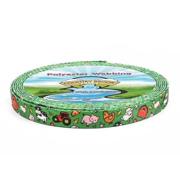 Country Brook Design - Farm Life Y'all Polyester Webbing (1/2 Inch, 10 Yards)