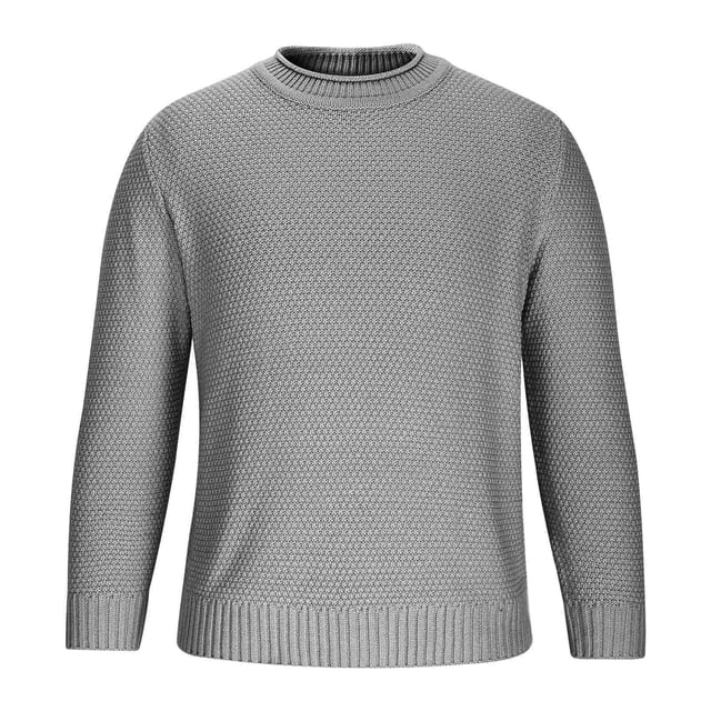Grrvtrz Chandails pour Hommes Col Rond Chandail Décontracté Manches Longues Tissage Épais Chandail Texturé Mode Automne 2025