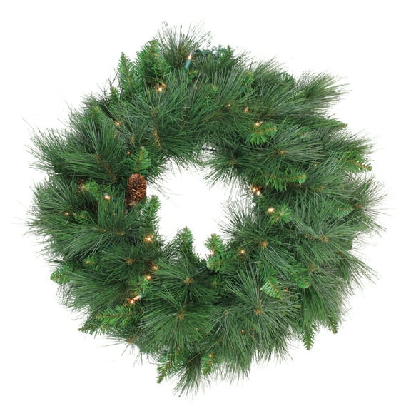 Northlight 24" Prelit White Valley Pine Artificial Christmas Wreath - Clear Lights