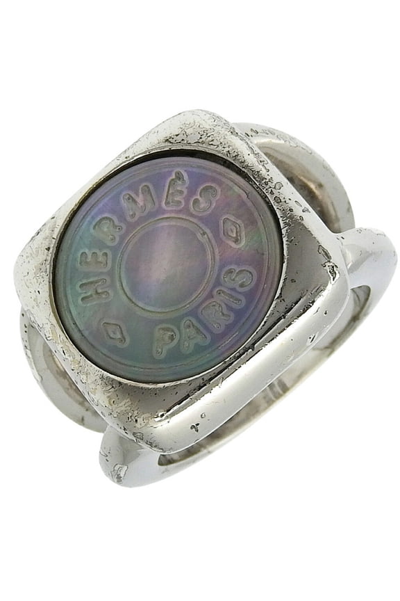 Pre-Owned Hermes Herms Corozo Series Ring, Size 11, BIJOUTERIE FANTAISIE with... (Fair)