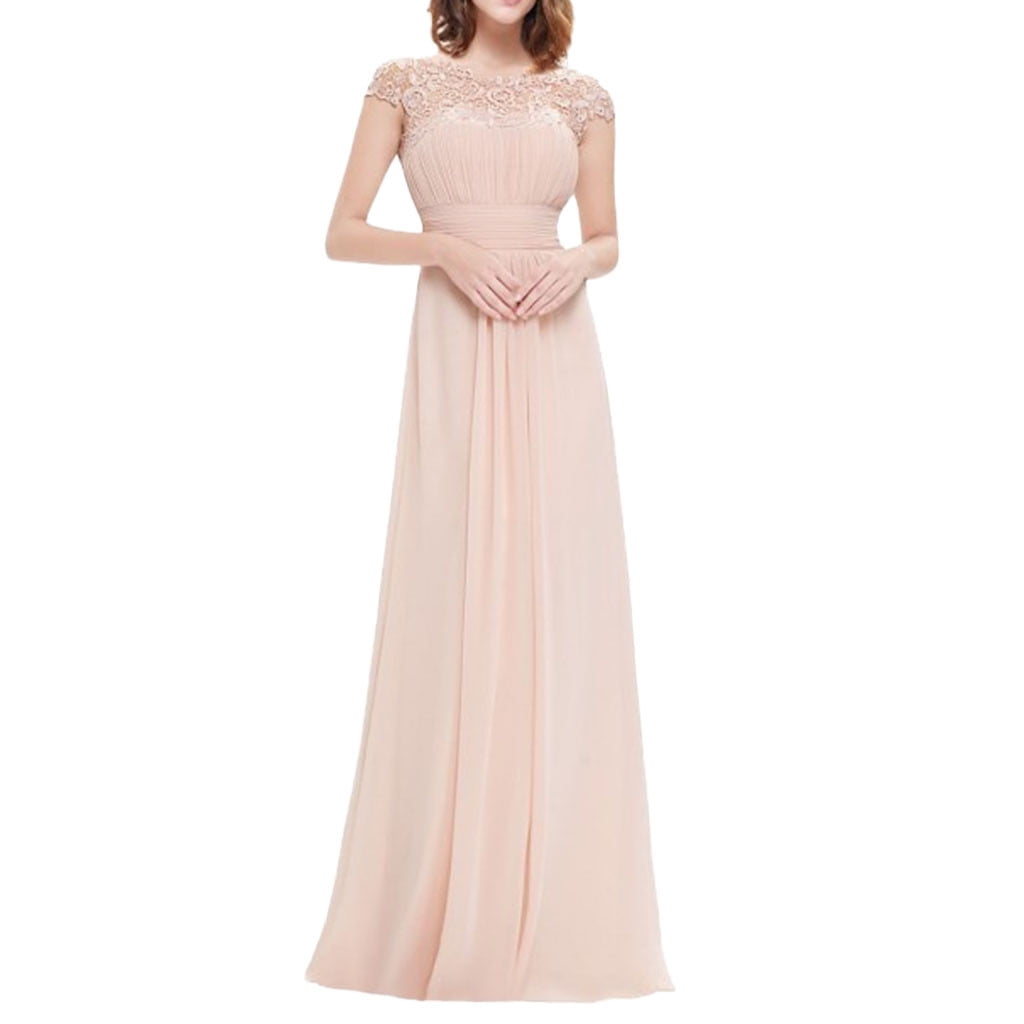 YUTAO Womens Floral Formal Lace Vintage Short Sleeve Slim Wedding Maxi Dress