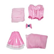 Miccostumes Women's Pink Princess Dress Outfit Corset Skirt Set with Shawl, L