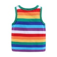 thumbnail image 2 of LittleSpring Little Girls Boys Striped Tank Top Sleeveless Unisex Tops Summer Casual Rainbow Size 6, 2 of 6