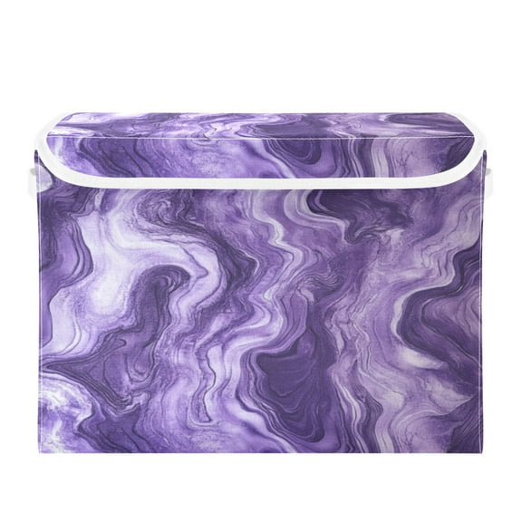 Storage Box With Lid 16.5x12.6x11.8In Foldable Stacked Household Storage Box Purple Lava