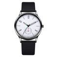 thumbnail image 2 of Reloj de pulsera de cuarzo para hombre, informal, de moda, con correa de PU (negro), 2 of 5