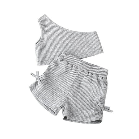 

Toddler Baby Girls Sleeveless Ribbed Vest Tops Solid Color Shorts Pants 2PCS Set Baby Clothing