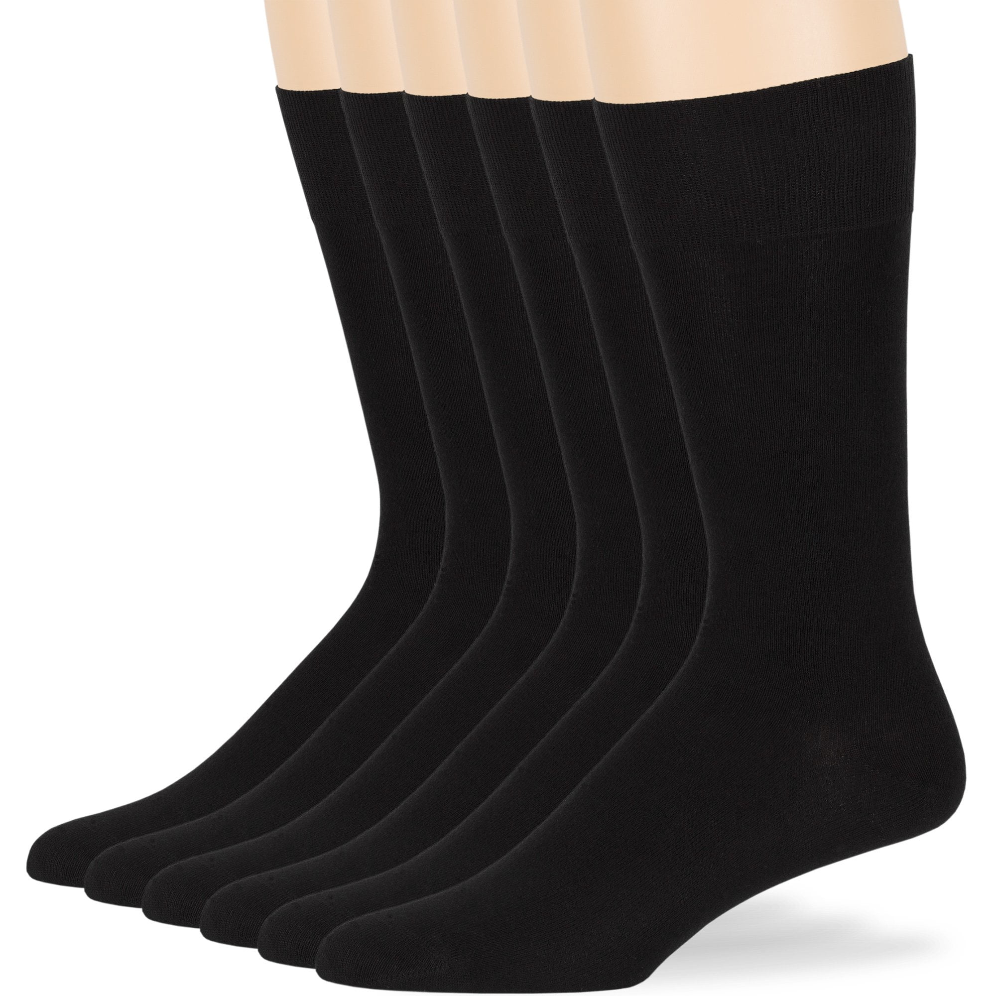 Mens Bamboo Comfort Big and Tall Socks, Black, XLarge 13-15, 6 Pack
