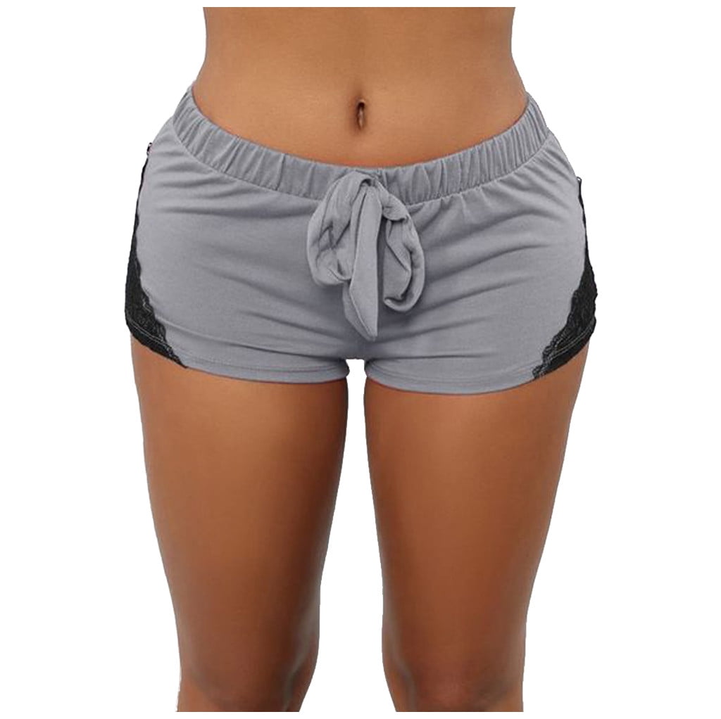 EXIU Women Casual Loose Cotton Elastic Waist Yoga Sports Running Short Pants 