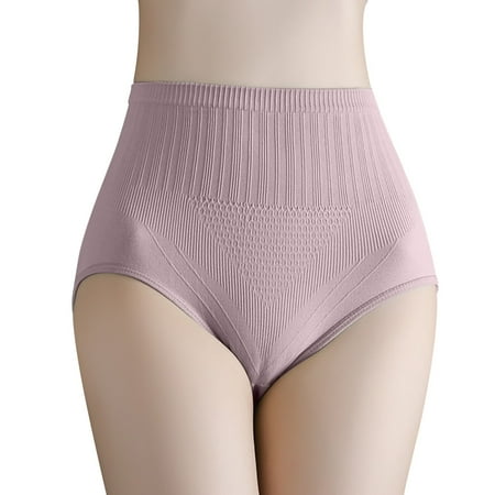 Rigardu Hot Sale!! Women s Cotton Underwear High Waisted Full Coverage Ladies Soft Strech Breathable Panties Women s Lace Plus Size Waist Breifs Gather Your Waist and Buttocks Lines Purple L