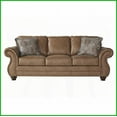 thumbnail image 2 of Traditional Ginger Brown Faux Leather Sofa & Loveseat Set with Antique Bronze Nailheads for Living Room, 2 of 10