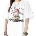 thumbnail image 1 of Camisetas para mujer con estampado navideño de ovejas, manga corta, holgadas, de algodón, informales, 1 of 8