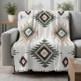 thumbnail image 2 of Sage Green Aztec Blanket Soft Cozy Warm Twin Blanket for Bed, Plush Fuzzy Flannel Fleece Blankets for Sofa, Southwest Boho Ethnic Chic Motifs Throw Blankets for Couch, Gifts for Men, 60"x80", 2 of 9