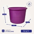thumbnail image 4 of Homz 17-Gal Indoor Outdoor Storage Bucket w/Rope Handles, Orchid (4 Pack), 4 of 10
